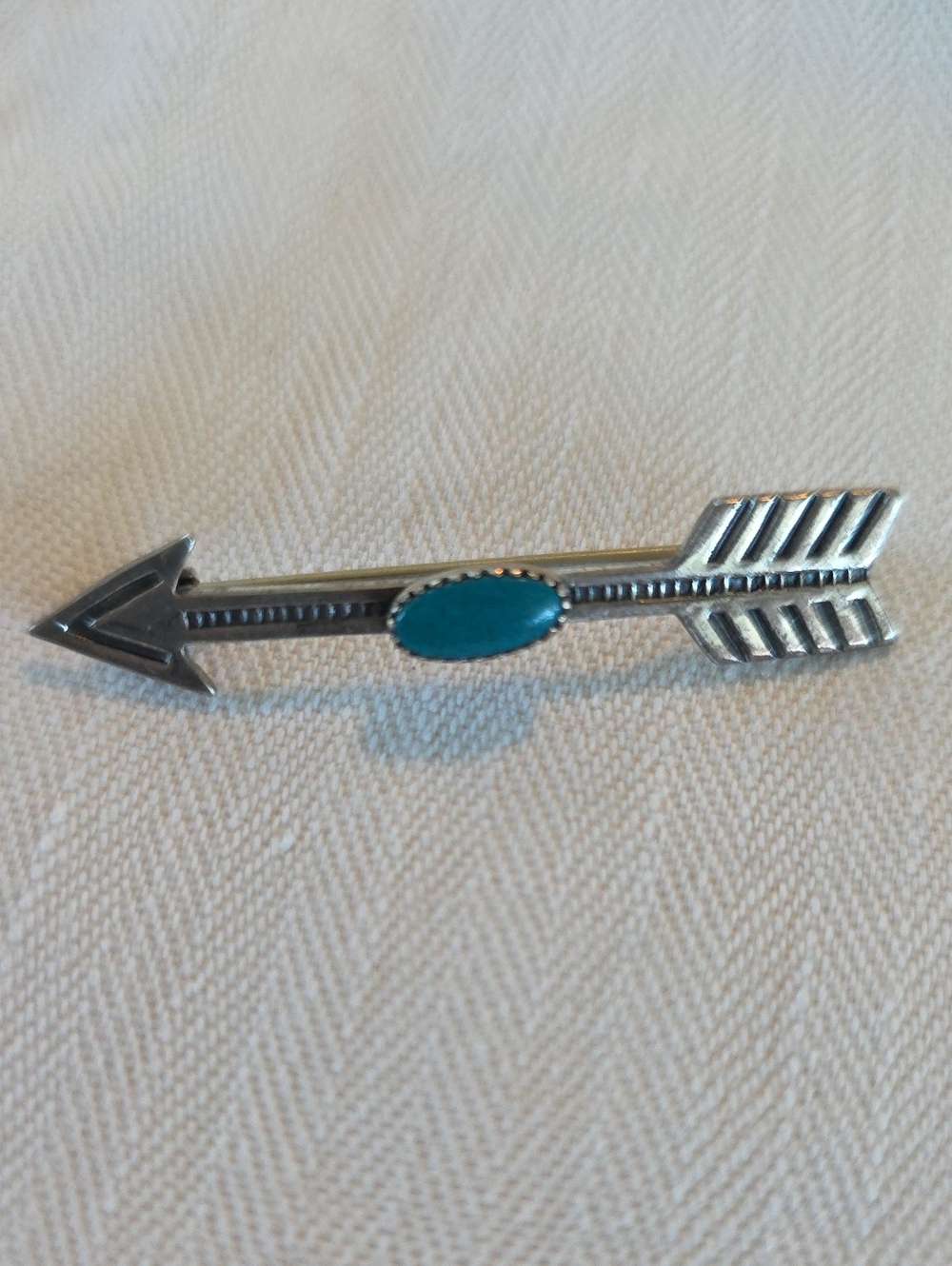 Sterling Silver Arrow Brooch with Turquoise Accent
